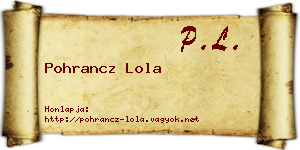 Pohrancz Lola névjegykártya